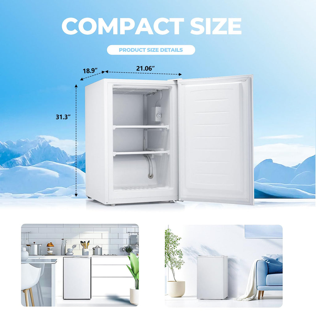 Electactic 3.2 Cu.ft Small Freezer, Mini Upright Freezer, White