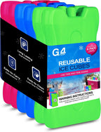 G4GADGET 16cm Freezer Blocks – Pack of 4 – Long-Lasting Reusable Ice Packs for Coolers, Picnic Bags, Travel & Outdoor Adventures – Ideal for Beach & Hiking Trips