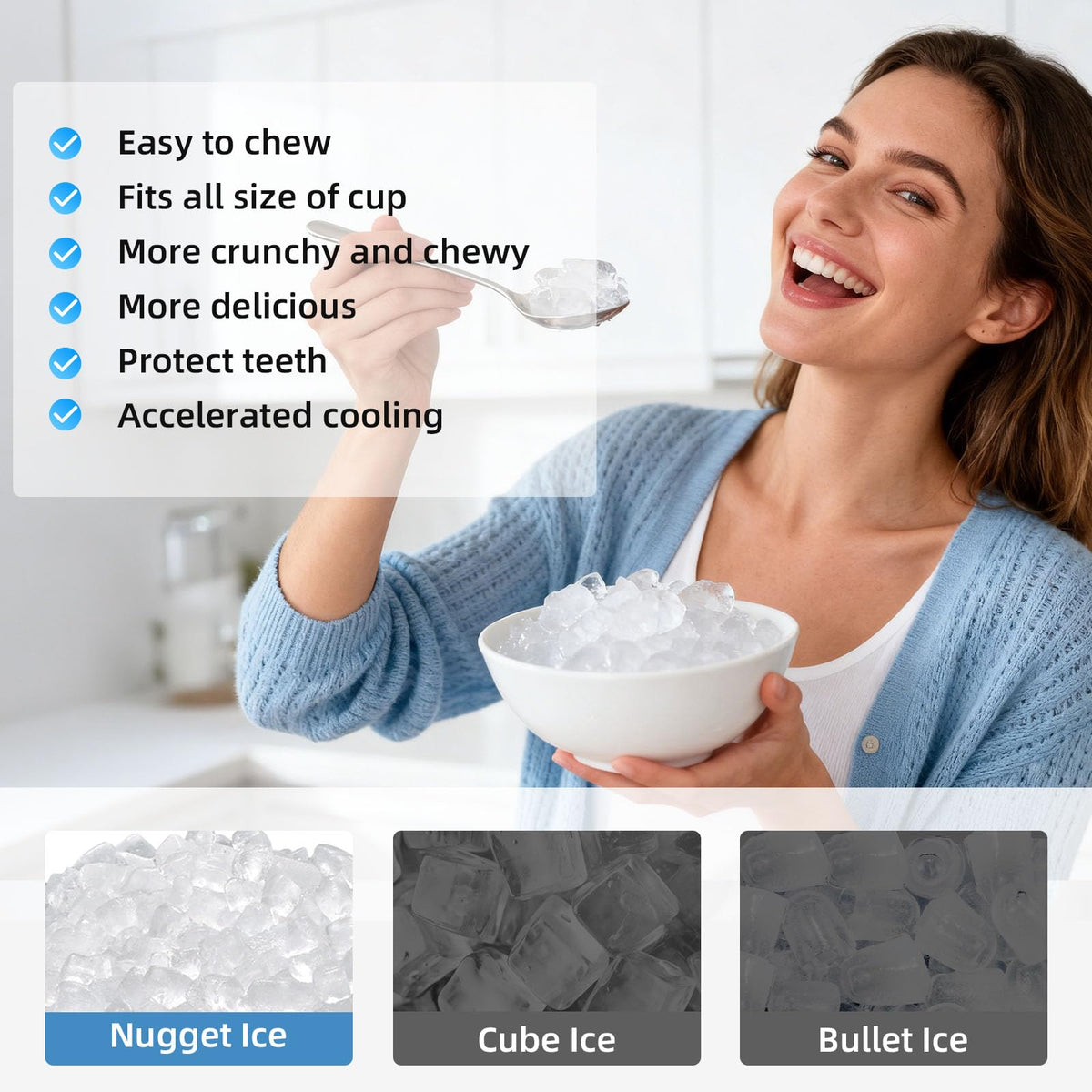 Antarctic Star Nugget Ice Maker Countertop with Soft Chewable Ice