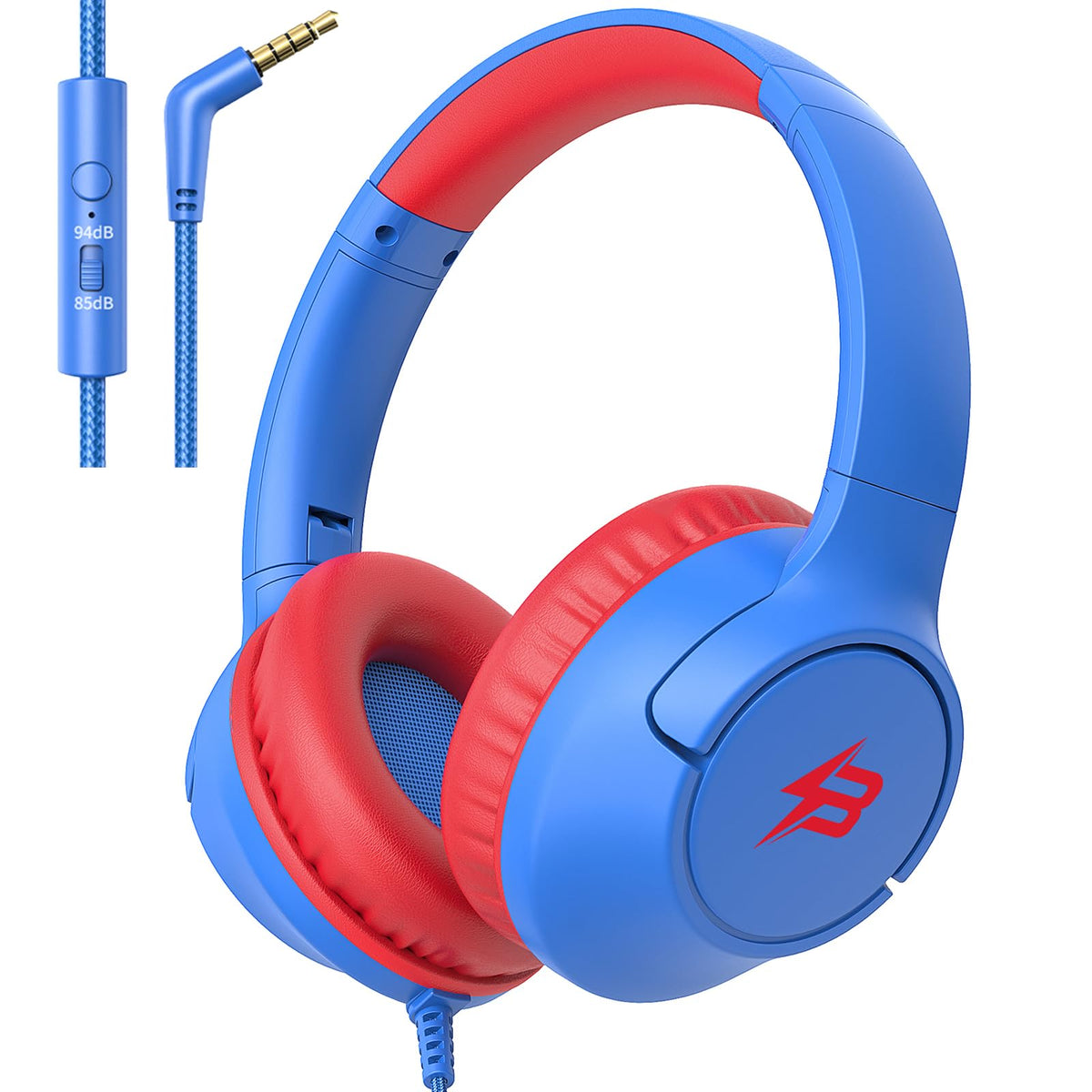 Botesty Sound Kids Headphones Wired for School, 3.5 Plug Safe Volume Purple