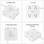 TESSAN Surge Protector Power Strip with 900J Surge Protection, 5 Ft, Grey