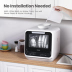 COMFEE' Portable Mini Dishwasher Countertop with 1.32Gal Built-in Water Tank for Apartments& RVs, No Hookup Needed, 6 Programs, 360° Dual Spray, 162℉ High-Temp& Air-Dry Function