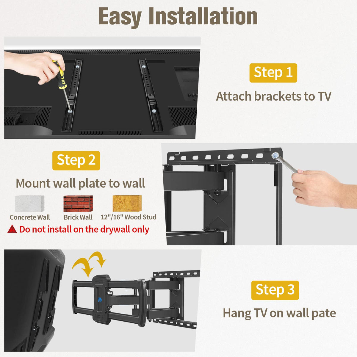 Mounting Dream Full Motion TV Wall Mount for 32-70 Inch TVs up to 110lbs
