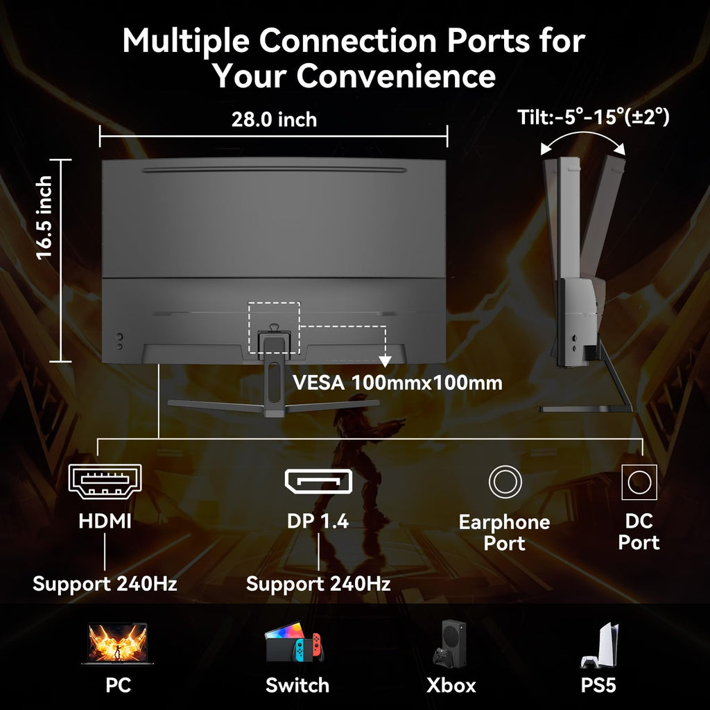 SANSUI 24 Inch Gaming Monitor 200Hz 1Ms FreeSync HDR 110% sRGB FHD 1080P Computer Monitor HDMI DP Ports Eye Care Frameless VESA Mount Cable Management(ES-G24F4L HDMI Cable Included)