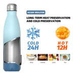 Stainless Steel Insulated Water Bottle, WATERSY Double Walled Metal Vacuum Flask Keep 24 Hrs Cold & 12 Hrs Hot Thermal Metal Sports Bottles 500ml BPA Free for Outdoor, Work, Gym, School (Black)