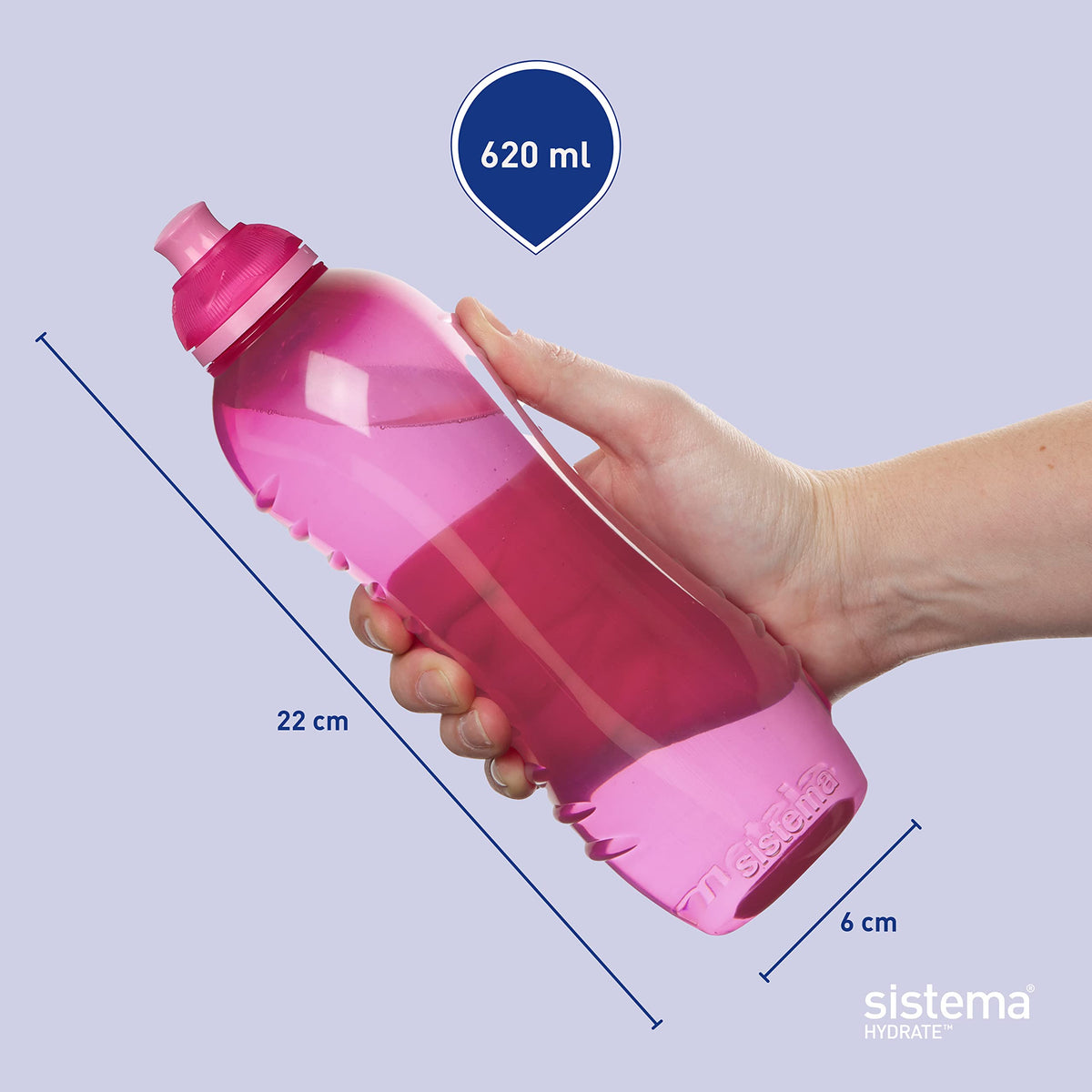 Sistema Squeeze Twist 'n' Sip Sports Water Bottles | 460 ml | Leakproof Kids Water Bottles | BPA-Free | Blue | 4 Count