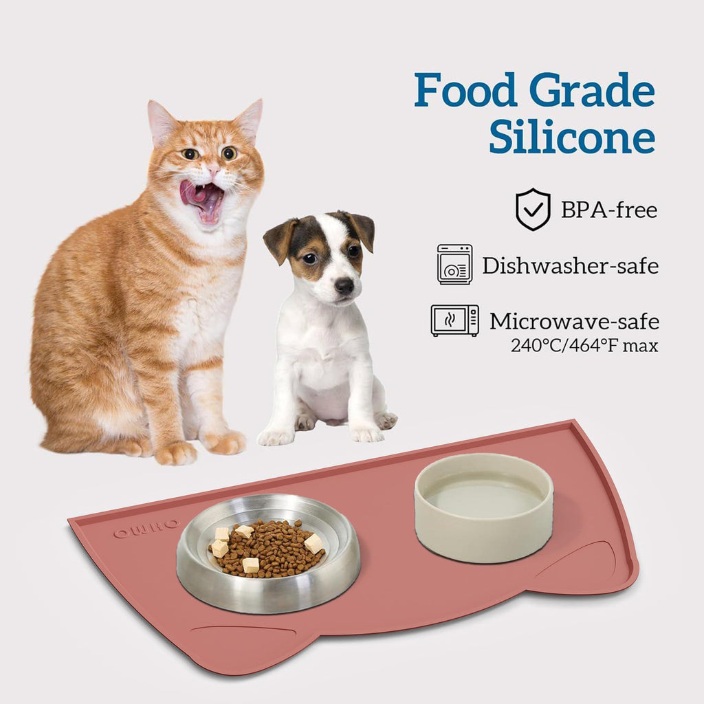 OHMO Silicone Cat Food Mat for Food&Water Bowls, 46x25cm, Honey