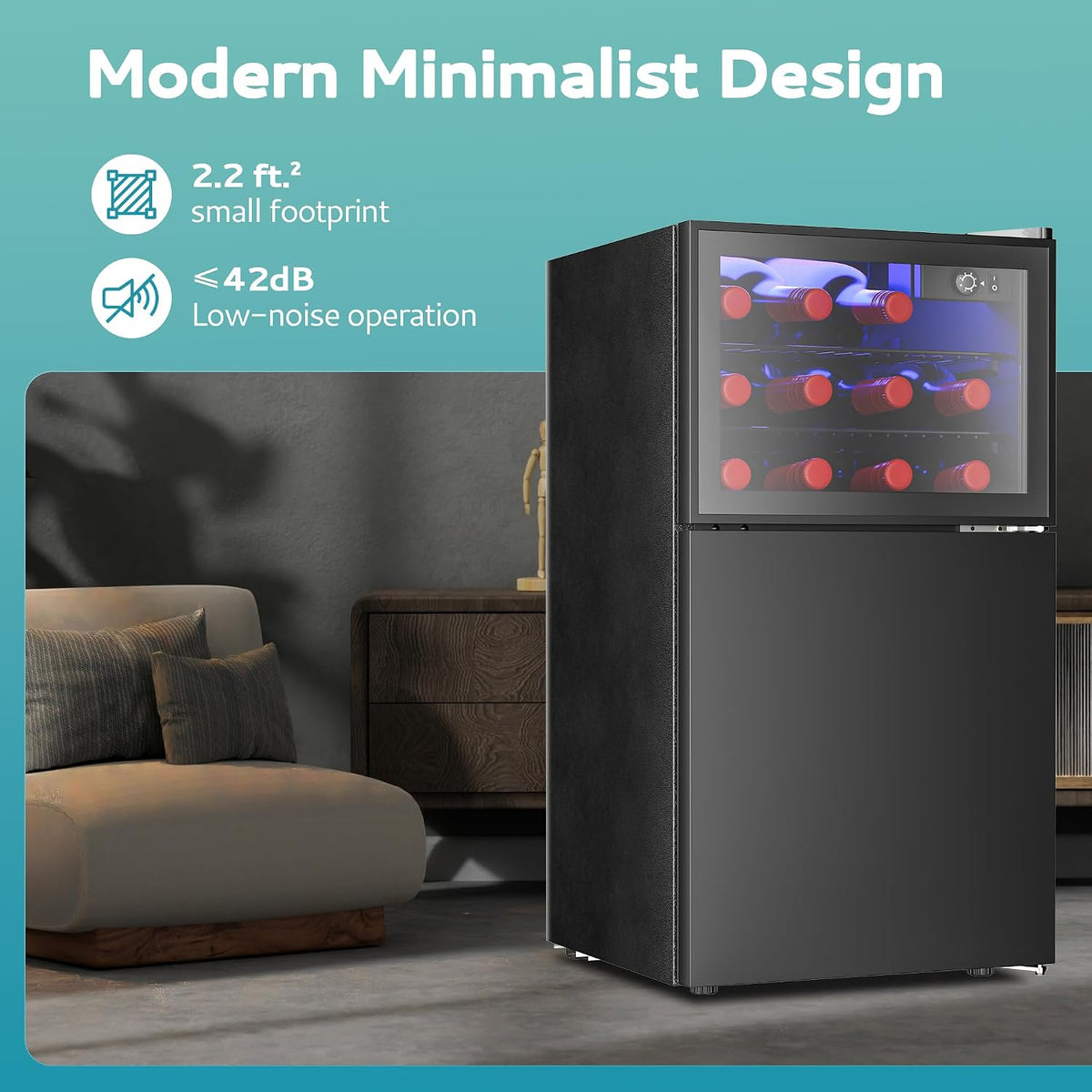 EUHOMY 24 Can Mini Fridge, 18L Beverage Refrigerator with Quiet Compressor