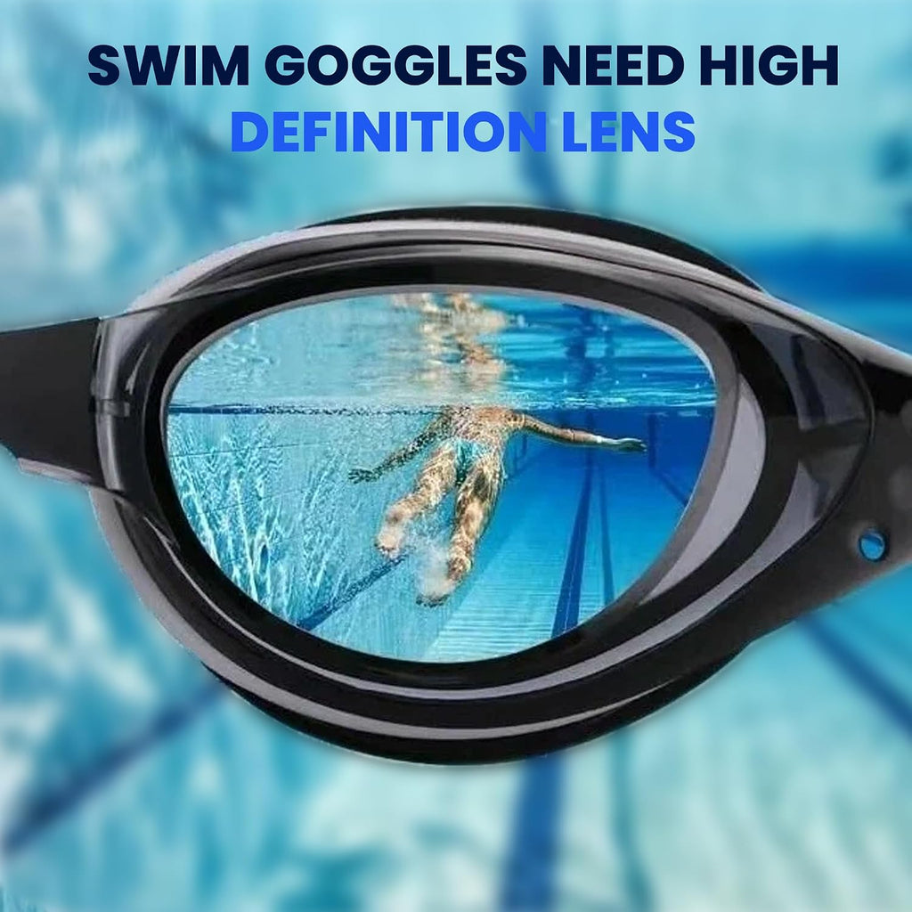 Swimming Goggles Pack of 1, Anti-Fog Googles Swimming Adults, Anti-Leak UV Protection Crystal Clear Vision with Free Protection Case, Nose Clips & Earplus Suitable for Adults & Kids