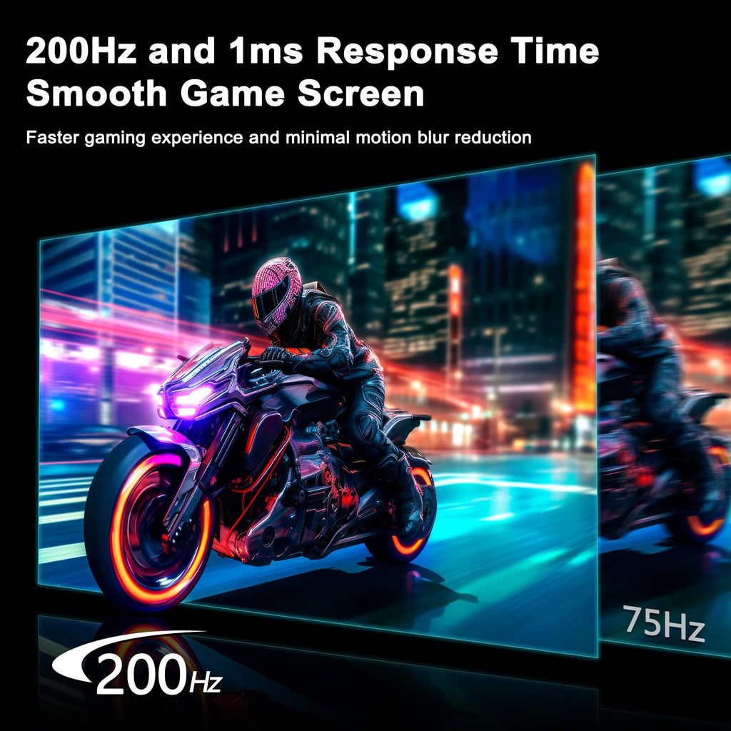 SANSUI 24 Inch Gaming Monitor 200Hz 1Ms FreeSync HDR 110% sRGB FHD 1080P Computer Monitor HDMI DP Ports Eye Care Frameless VESA Mount Cable Management(ES-G24F4L HDMI Cable Included)