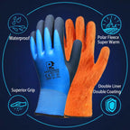 Winter Work Gloves Thermal Fleece Liner Waterproof Coating Superior Grip for Cold Weather Car Washing Gardening Fishing Multipurpose