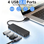 USB Expander Hub Splitter 4 Ports Adapter Dock Cord Ultra-Slim,Multi USB Cable Lead for PC,Laptop,NoteBook,MacBook,Desktop,ChromeBook,Surface Pro,Flash Drives,Mobile HDD Under £4