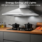 24 inch Range Hood, Ducted/Ductless Range Hood 450CFM, Wall Mount