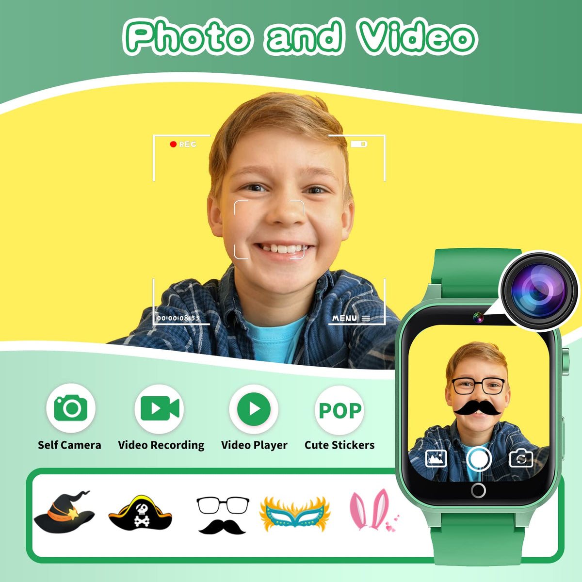 Kids Smart Watches Girls Age 5-12, 26 Games High-Resolution Touchscreen Kids Watch with Video Camera Music Player Pedometer Flashlight 12/24 hr Educational Toys Birthday Gifts for Girls Ages 6 7 8