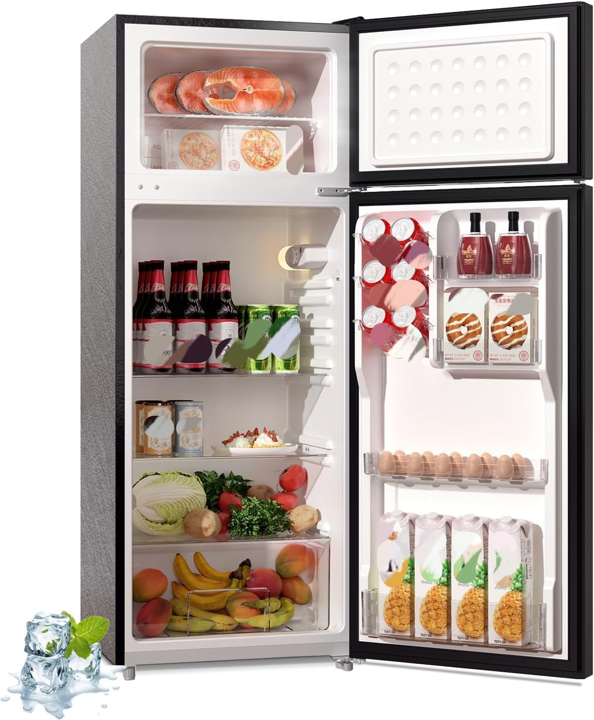 BANGSON 7.7 Cu.Ft Refrigerator with Top Freezer Apartment Size Black