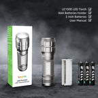 LE LED Torch, LE1000 Powerful Handheld Flashlight, Adjustable Focus, 4 PCs