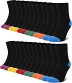 FALARY 12 Pairs Black Mens Socks, Plain Cotton Socks for Men & Women