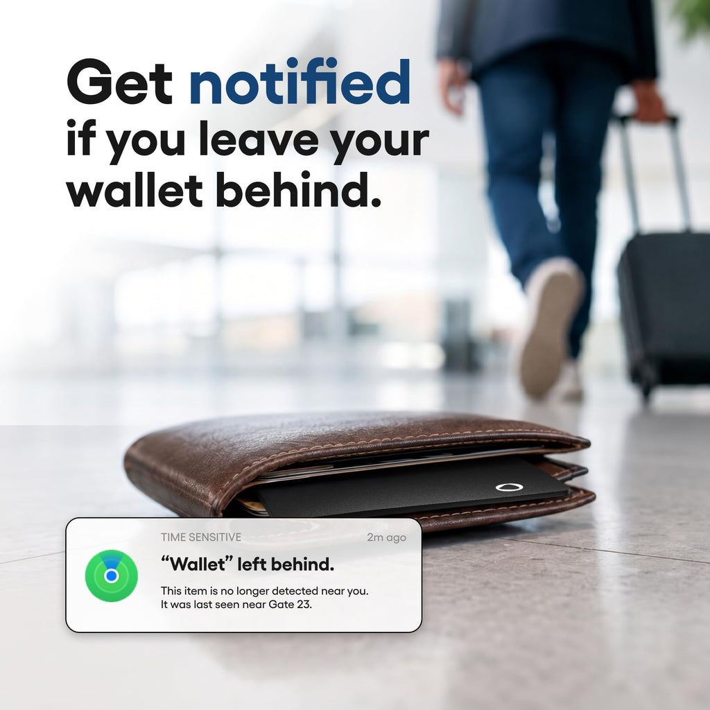 SPOTMINDERS Apple MFi Certified Wallet Tracking Card Black 4-Pack Travel Gifts for Him Works with Apple Find My Rechargeable Tracker IP68 Waterproof 0.07" Slim iPhone Item Finder for Luggage Passport