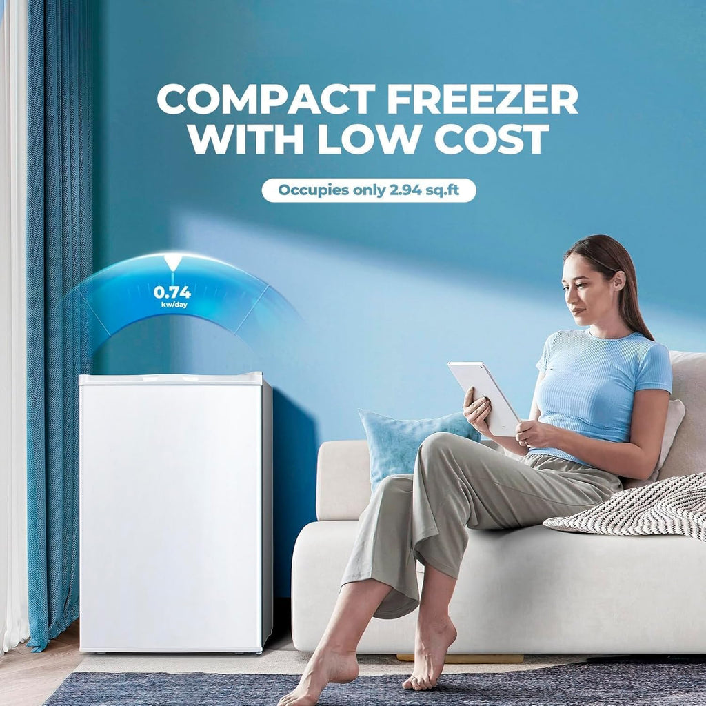 Electactic 3.2 Cu.ft Small Freezer, Mini Upright Freezer, White