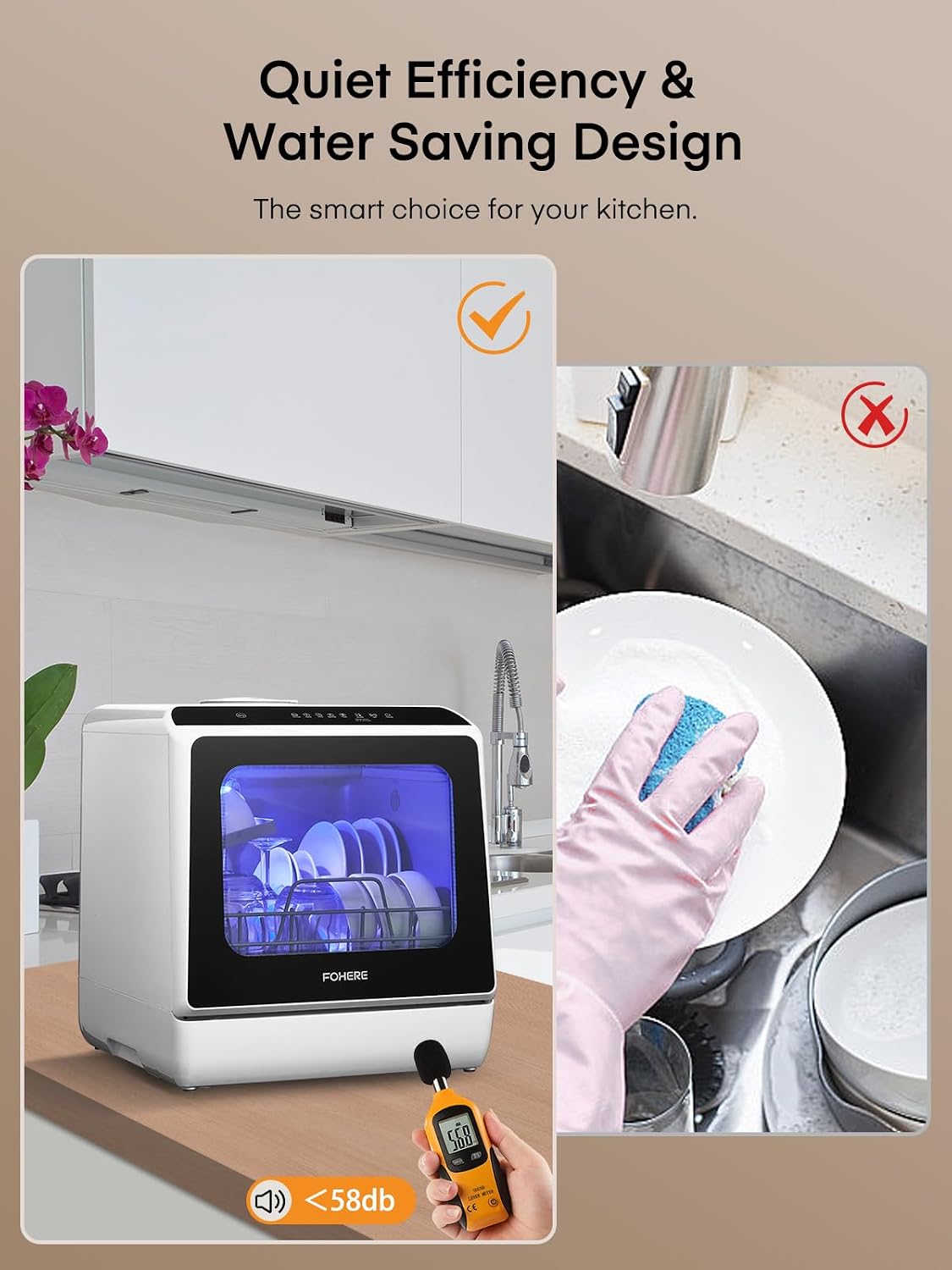 Countertop Dishwasher with Delay Start, 5+1 Wash Programs