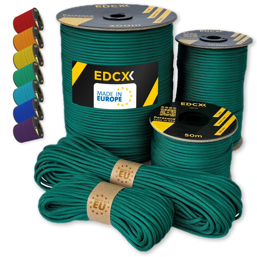 Paracord 550 4mm, 35+ Solid Colors (10m, 15m, 30m, 50m, 100m, 300m)