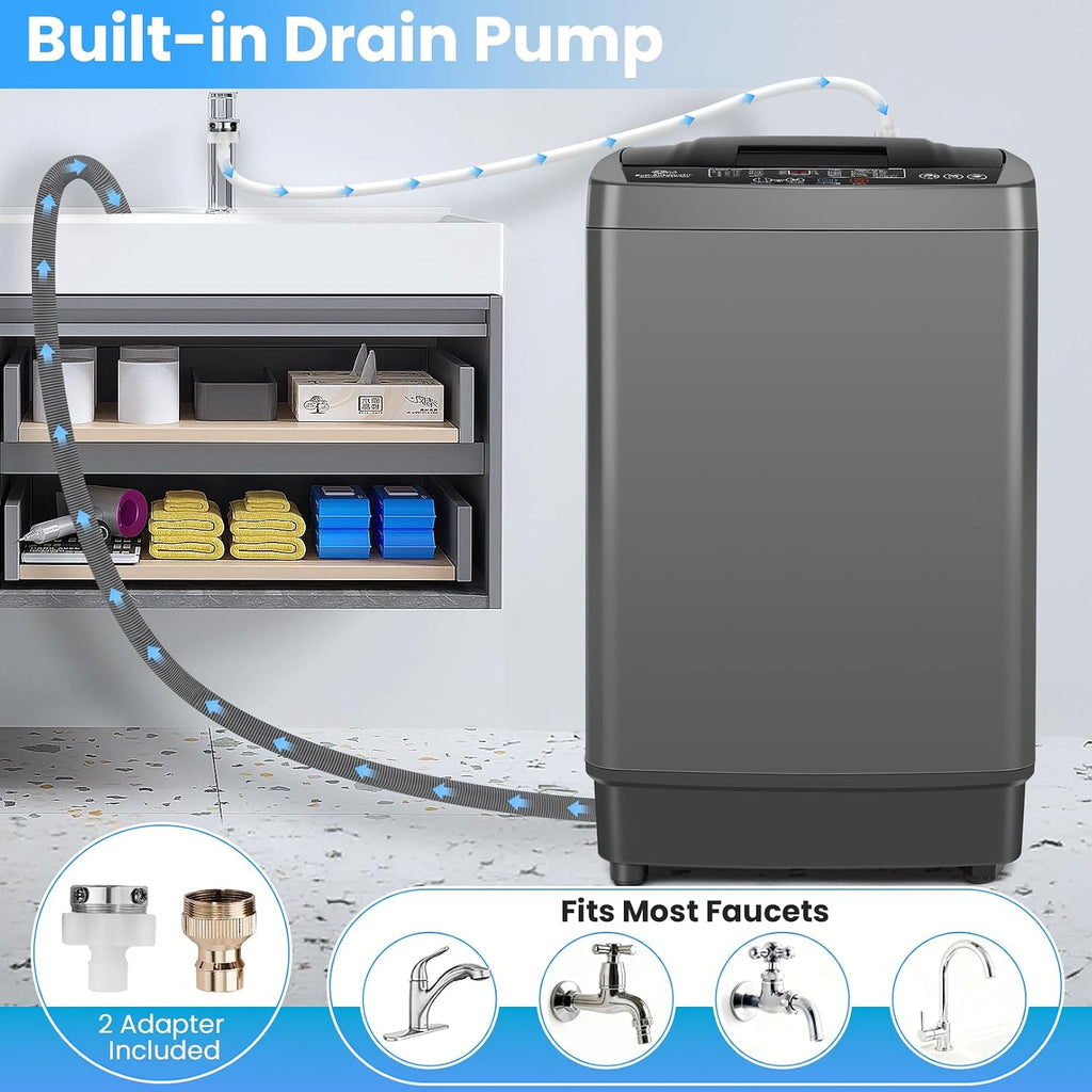 Nictemaw 2.8 Cu.ft. Portable Washer with Drain Pump, 20 lbs Capacity