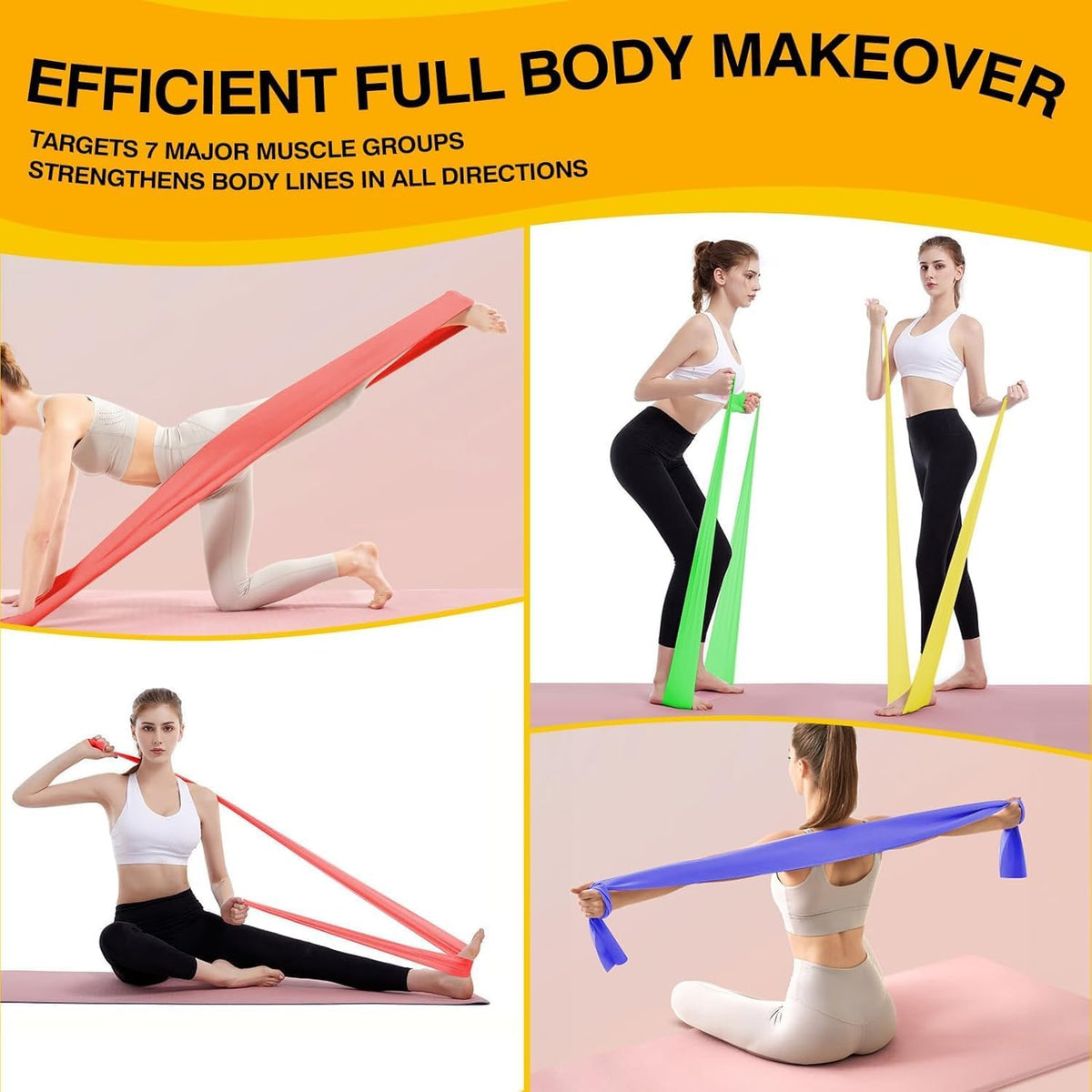 Fokky 2M Resistance Bands, Exercise Band with 4 Different Resistance Levels