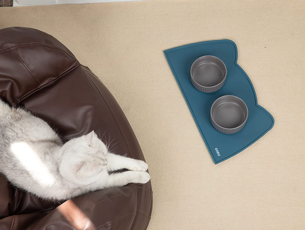 OHMO Silicone Cat Food Mat for Food&Water Bowls, 46x25cm, Honey