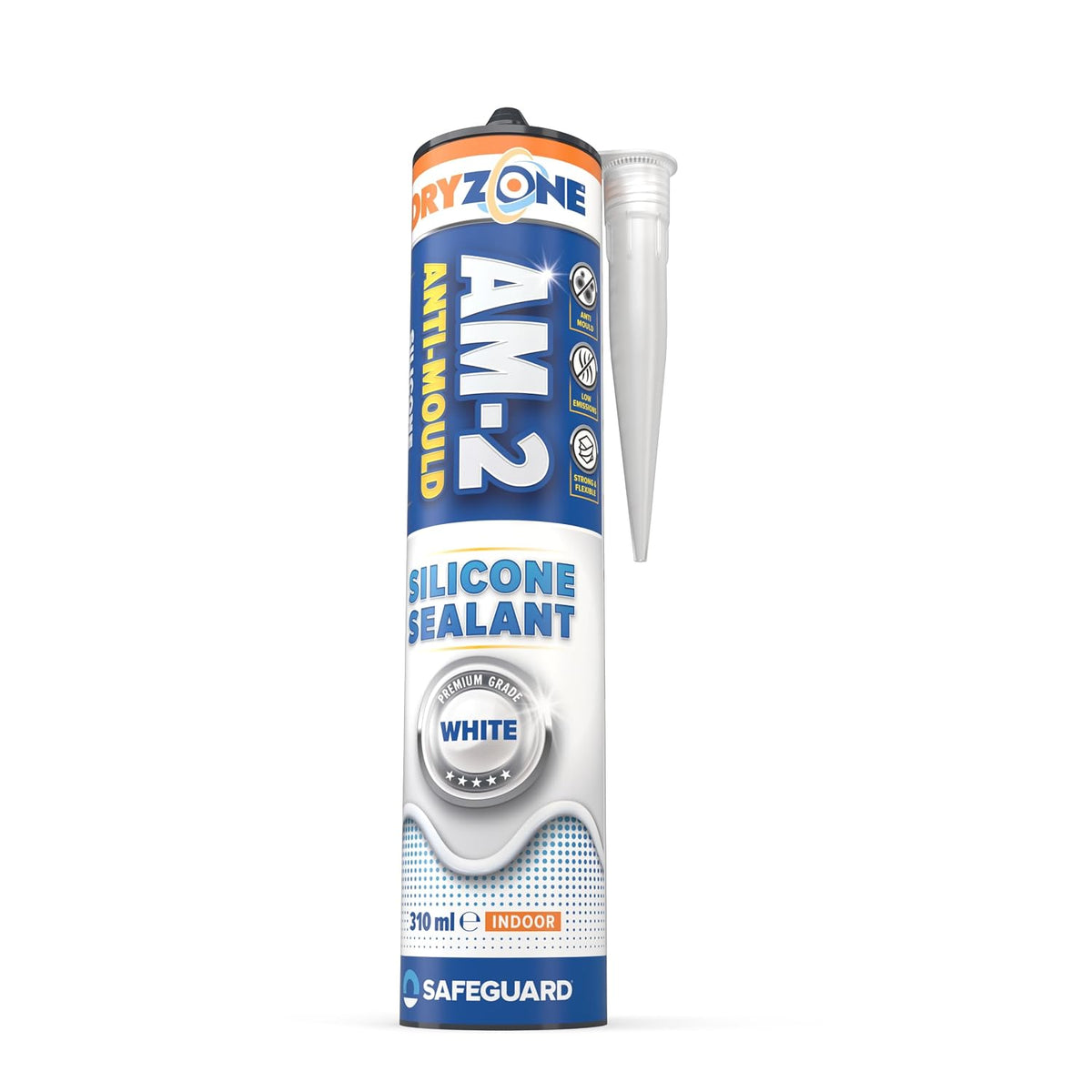 Dryzone Silicone Sealant White Anti Mould (310ml) - Premium Sanitary-Grade