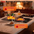 2 Burner Electric Cooktop 110V 2000W Countertop or Built-in