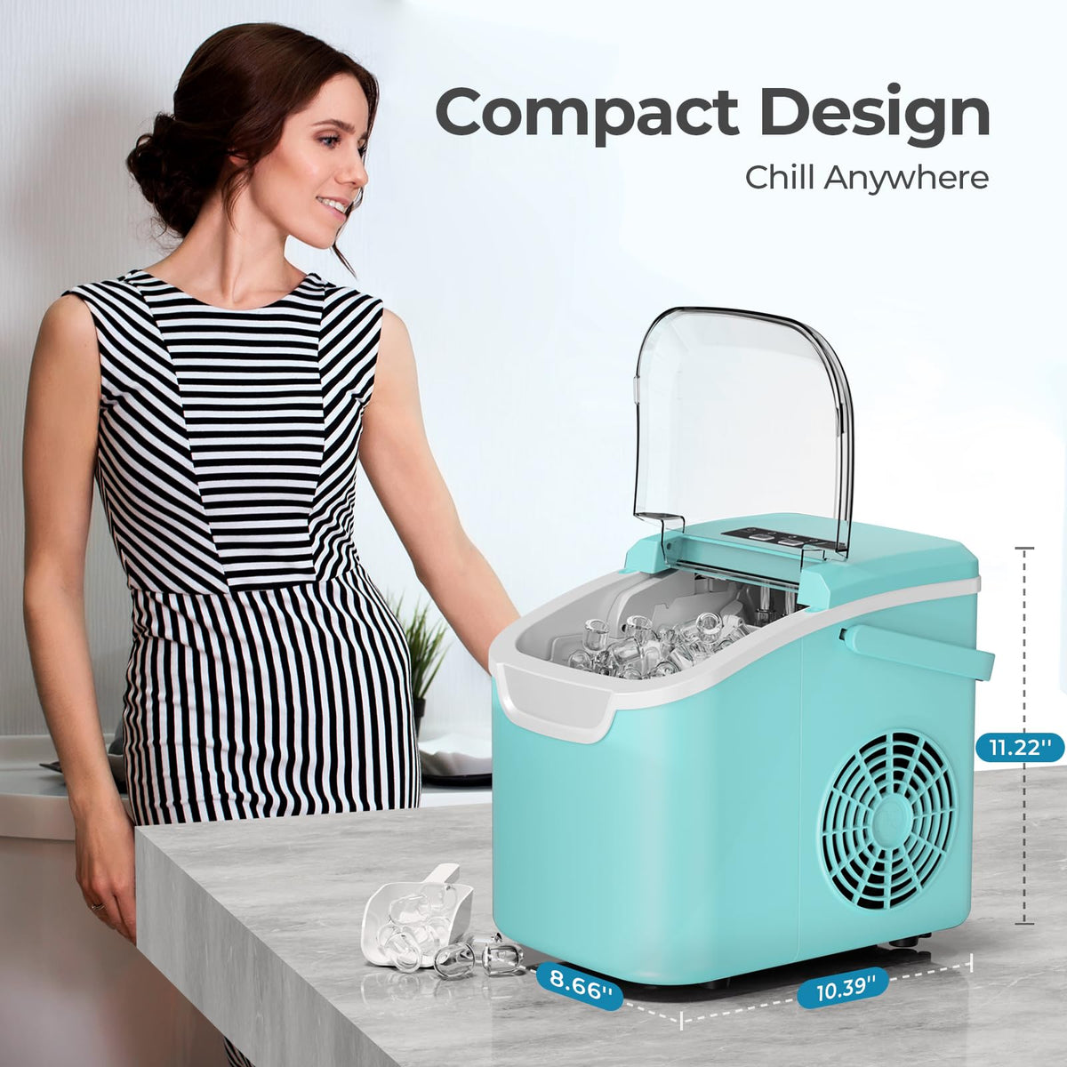 Antarctic Star Countertop Ice Maker Machine, 26Lbs/Day Fastest 6‑Min Ice