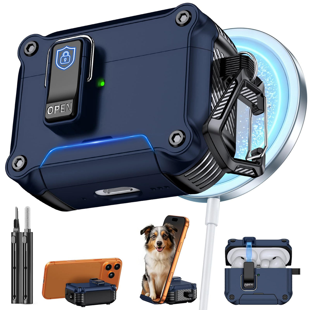 Inesore for AirPods AirPods Pro 1st/2nd Case with Secure Lock (Black)