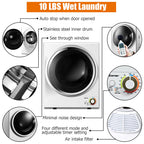COSTWAY 1.5 Cu.ft. Portable Clothes Dryer,850W Compact Laundry Dryer,Silver
