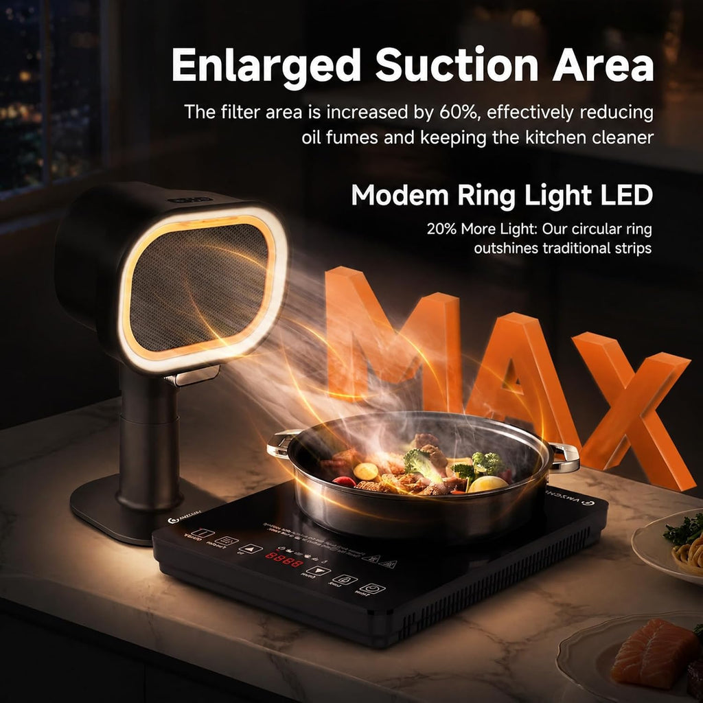 Portable Range Hood, 4-Speed Desktop Exhaust Fan with adjustable Height