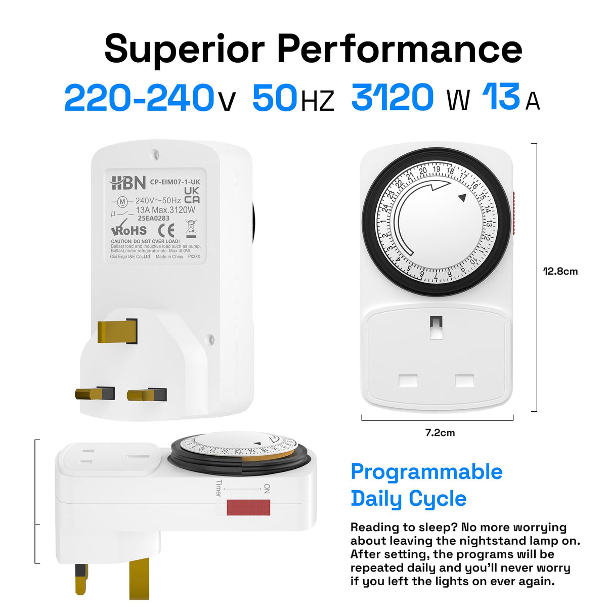 hbn 24Hour Mechanical Timer Plug Socket UK,Light Timers for Home Security