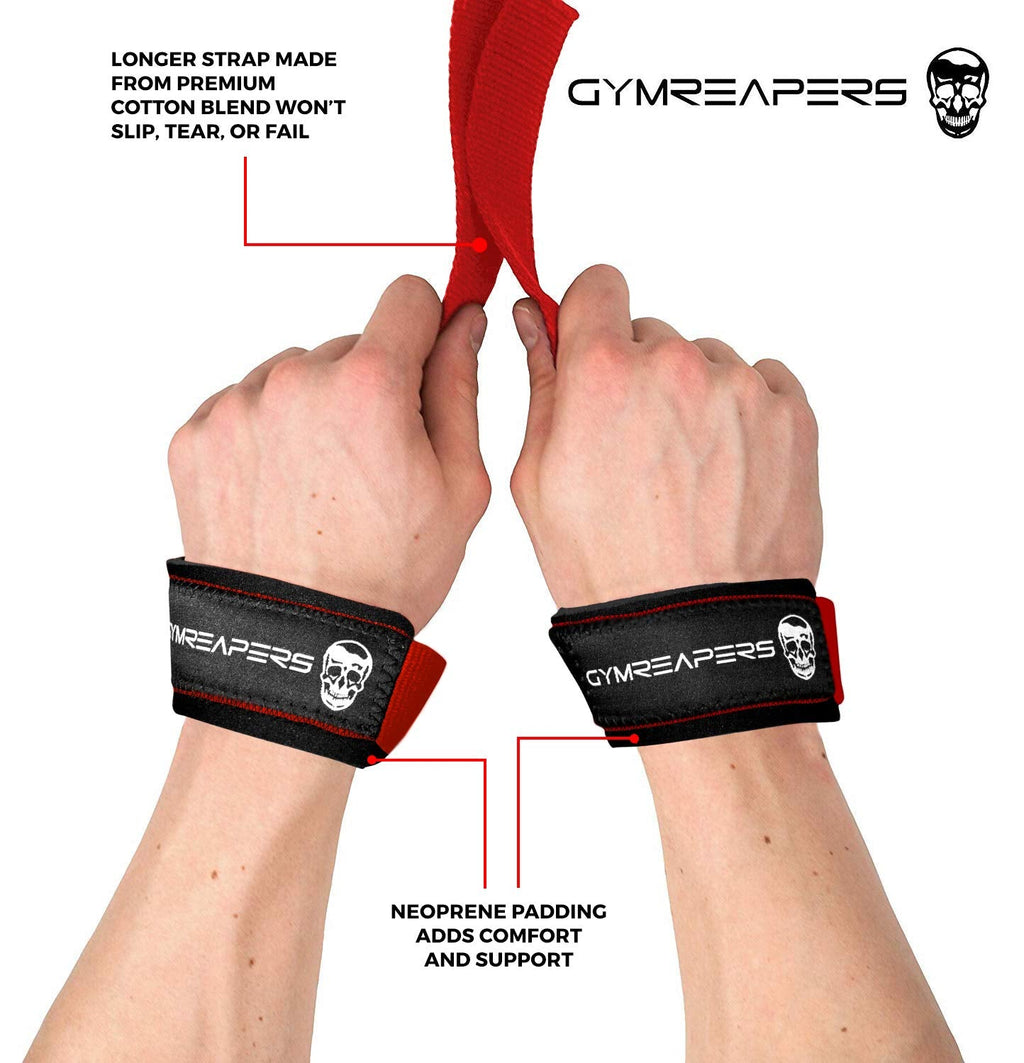 Gymreapers Lifting Wrist Straps for Weightlifting, Bodybuilding, Powerlifting, Strength Training, & Deadlifts - Padded Neoprene with 18" Cotton