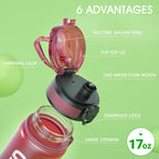Sahara Sailor Water Bottle 1L, Leakproof Tritan Bottle with Time Marker