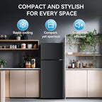 Anypro 4.0 Cu.Ft Fridge with Bottom Freezer, 2 Door Refrigerator with Drawer, 7 Level Temperatures and Adjustable Shelves for Bedroom, Dorm, Office, Apartment, Silver
