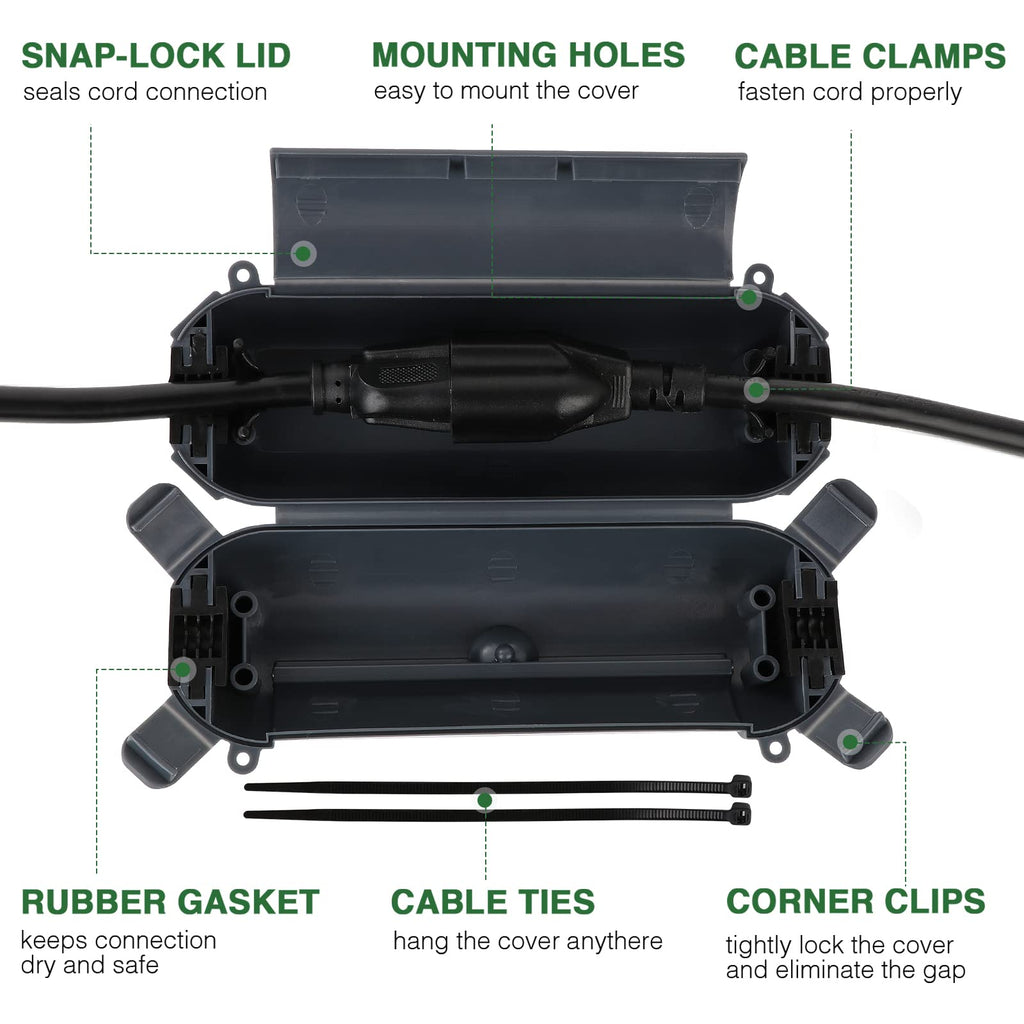 [3 Pack] Flemoon Outdoor Extension Cord Safety Cover with Waterproof Seal