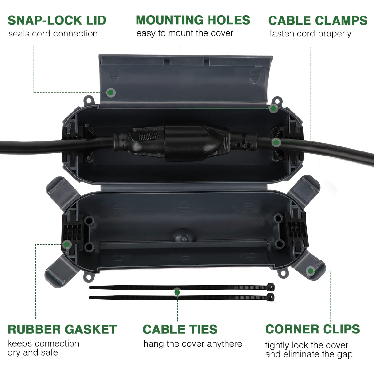 [3 Pack] Flemoon Outdoor Extension Cord Safety Cover with Waterproof Seal