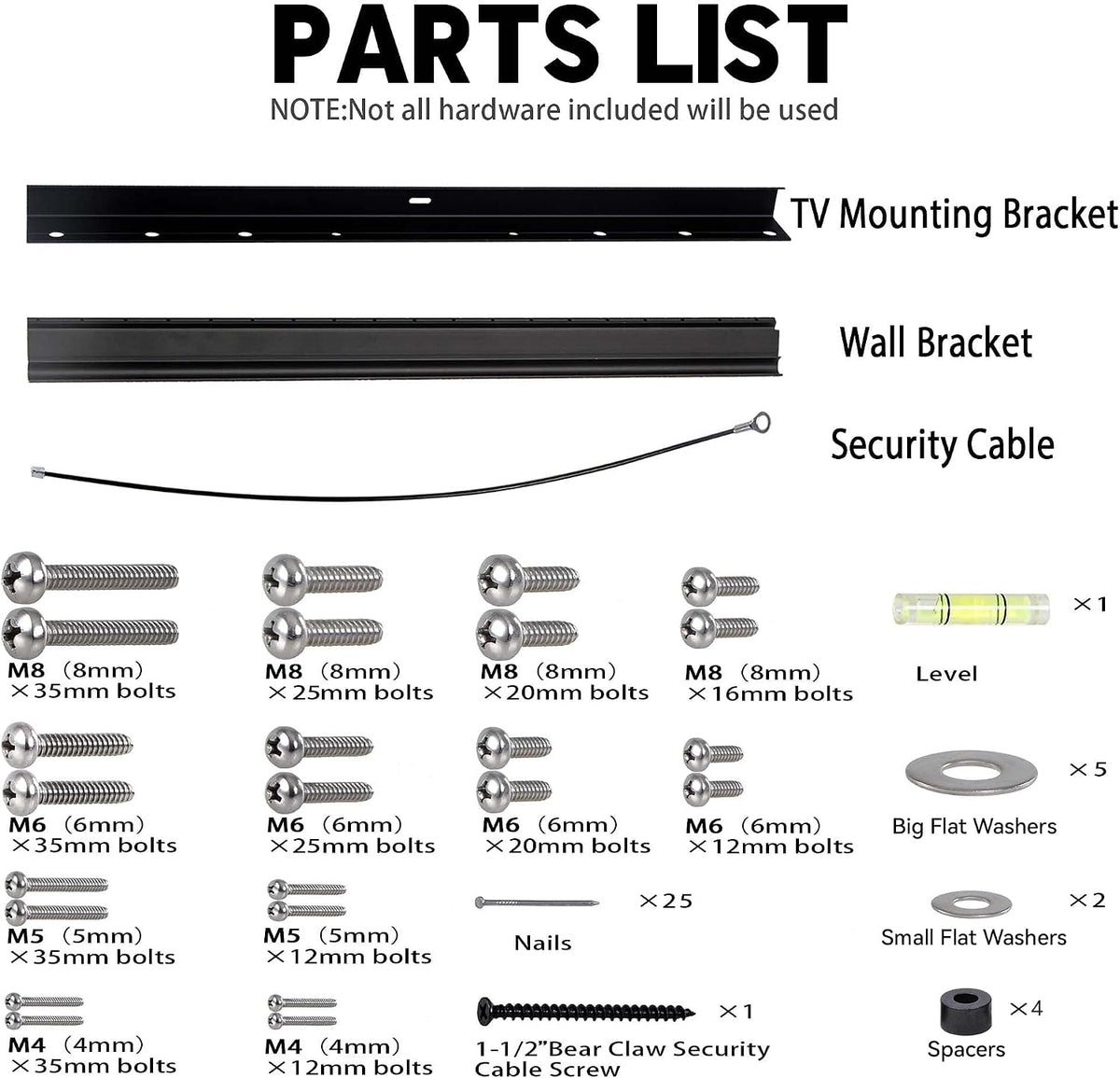 Auoace No Stud TV Wall Mount, Studless Drywall TV Hanger for 12-55 Inch TVs