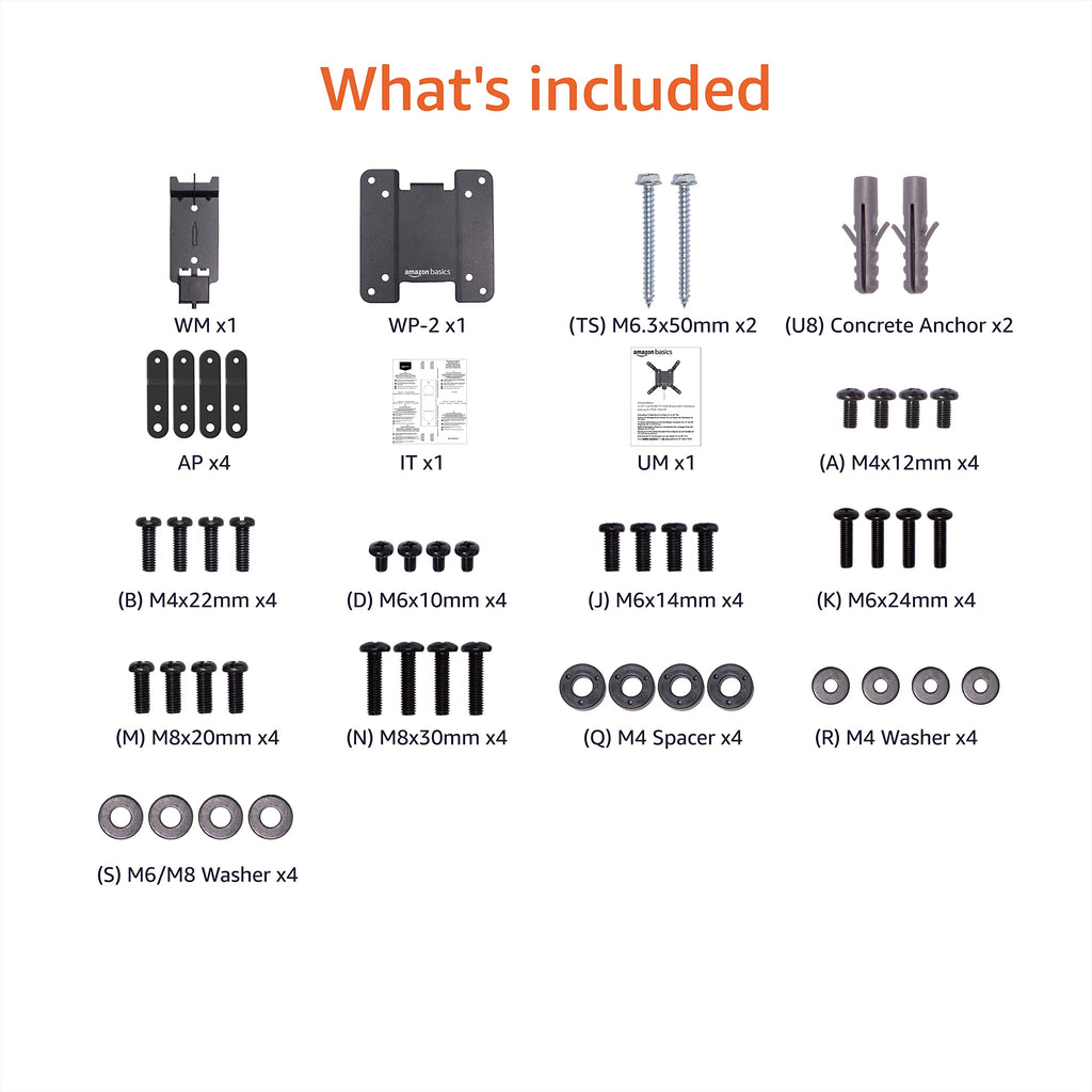 Amazon Basics Full Motion Articulating TV Wall Mount with Tilt Swivel, Extends 16 inches, VESA 200x200, for 12" to 40" TVs, 40 lbs, Black