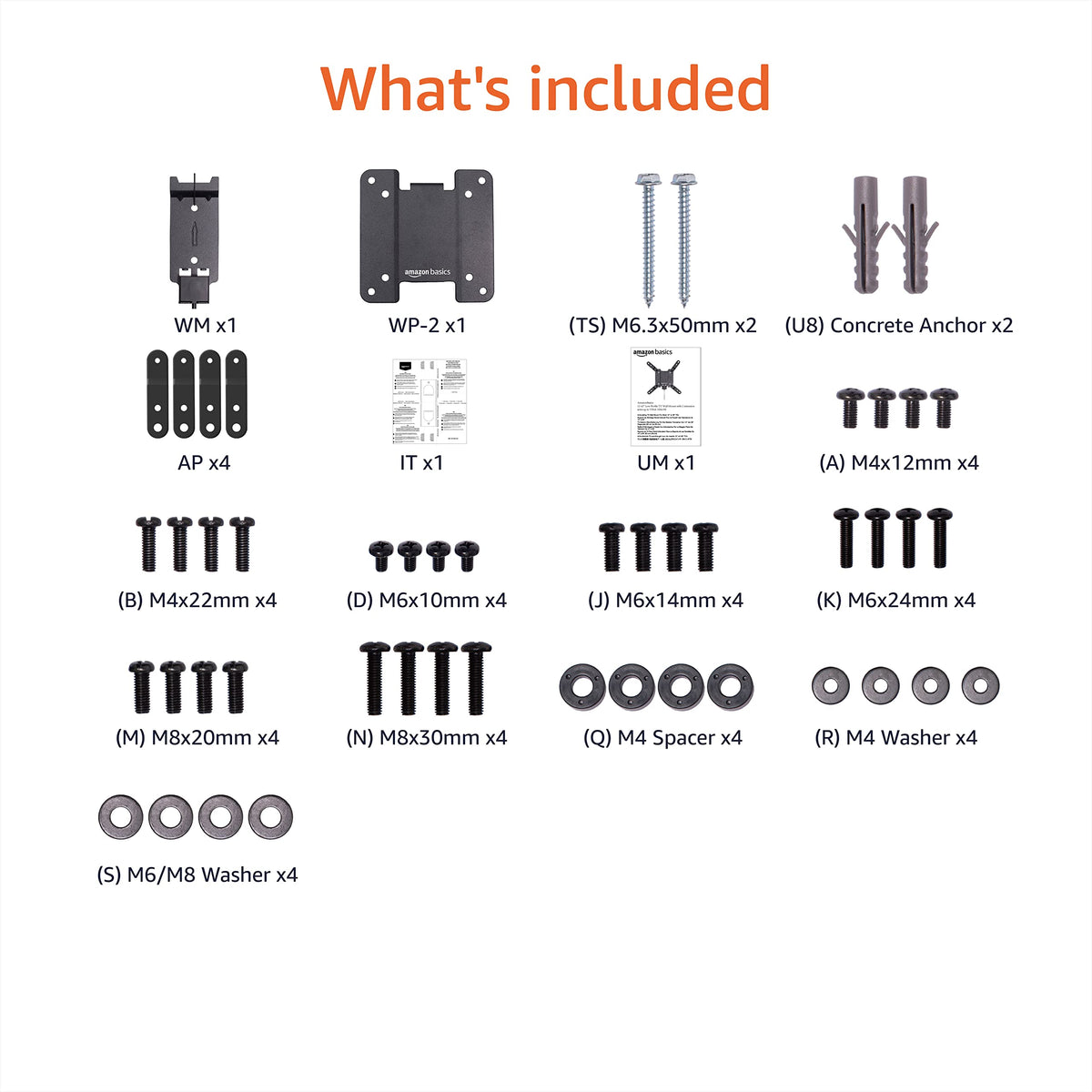 Amazon Basics Full Motion Articulating TV Wall Mount with Tilt Swivel, Extends 16 inches, VESA 200x200, for 12" to 40" TVs, 40 lbs, Black