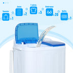 Superday Portable Washing Machine, 25.4lbs Mini Washing Machine and Spin Dryer Combo, Mini Twin Tub Laundry Machine for Camping, Apartments, Dorms, College Rooms, RV, Delicates, Grey