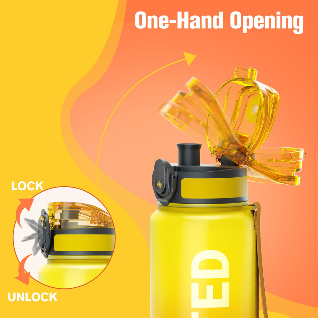 Sahara Sailor Water Bottle 1L, Leakproof Tritan Bottle with Time Marker