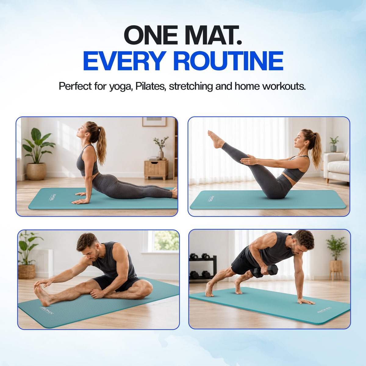 Bionix Yoga Mat For Women Men, Thick Pilates Exercise Mat, Home Gym Fitness