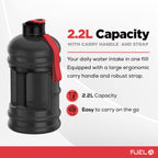 Fuel24 Jug - 2.2 Litre Water Bottle - Extra Strong Flex Material - Drop Proof, Pop or Straw Cap Options - 2.2L Large Gym Sports Bottle, BPA FREE