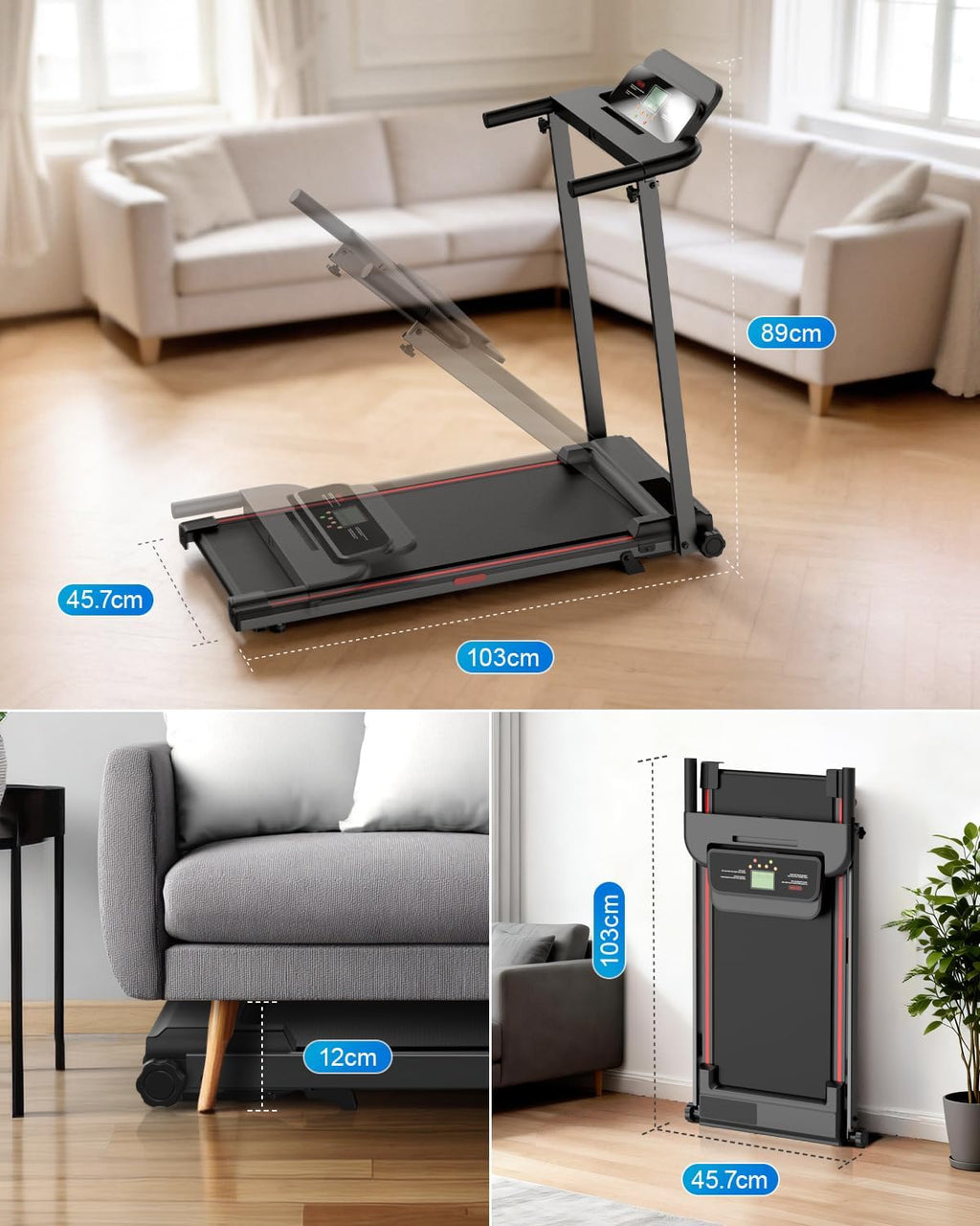 Treadmill for Home Foldable Walking Pad - Running Machine with Incline stable