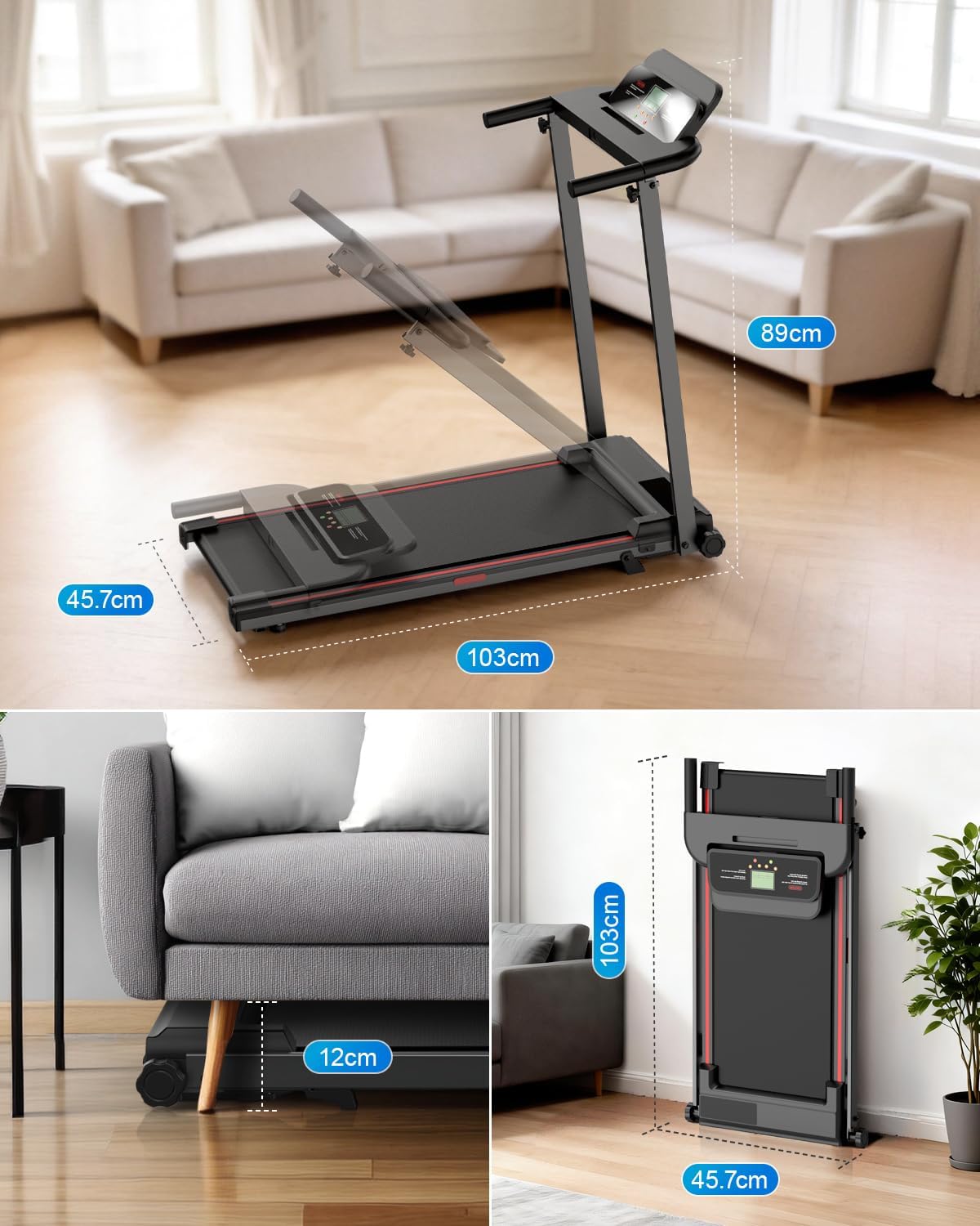 Treadmill for Home Foldable Walking Pad - Running Machine with Incline stable