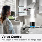 Range Hood 30 Inch, 900 CFM Wall Mount Range Hood with Voice, Gesture & Touch Control, Stainless Steel Kitchen Vent Hood with 4-Speed Fan, Adjustable LED Lights, Ducted/Ductless Convertible